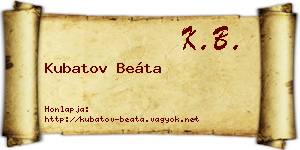 Kubatov Beáta névjegykártya