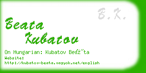 beata kubatov business card